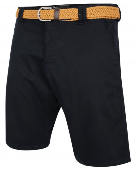 Kam Jeans 3401 Belted Oxford Stretch Chino Shorts Navy - Shortsit - Shortsit, isot koot – W40-W60