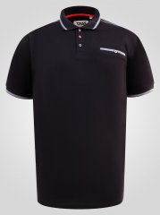 D555 Potts Jersey Polo With Jacquard Collar & Cuffs Musta