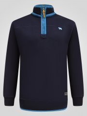 D555 Conway 2 1/4 Zip Neck Fleece Sweatshirt With Bear Logo Tummansininen