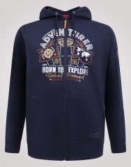 D555 Hector Adventurer Printed Zip Through Hoody Tummansininen