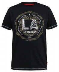 D555 BENNY LA Camo Printed Crew Neck T-Shirt Black
