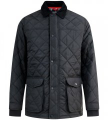 D555 Harborough Quilted Jacket with Corduroy Collar Black