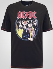 D555 Hugh Official ACDC Highway To Hell T-paita Painatuksella Musta