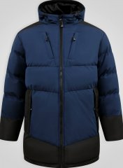 D555 Hank Ripstop Contrast Panelled Padded Hooded Jacket Tummansininen