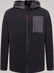 D555 Damien Micro Fleece Zip Through Hoody Musta/Harmaa