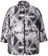 Ulla Popken 816673 Väljä jacquard-bleiseri 3/4-hihoilla Musta