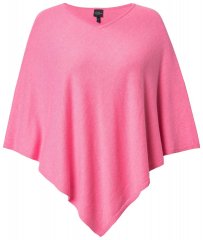 Ulla Popken 820512 Villasekoiteneuleponcho V-aukolla Vaaleanpunainen
