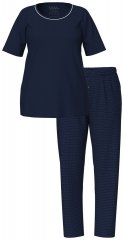 Ulla Popken 821244 Pilkullinen pyjama Tummansininen