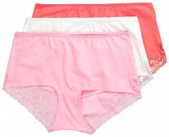 Ulla Popken 827465 Hipster-alushousut pitsillä 3 kpl Roosa