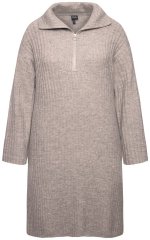 Ulla Popken 831589 Pitkähihainen neulemekko poolokauluksella Harmaa