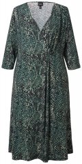 Ulla Popken 841839 Eläinkuvioinen jerseymekko 3/4-hihoilla Tummanvihreä