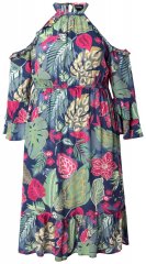 Ulla Popken 842471 Kuviollinen midimekko Tummansininen