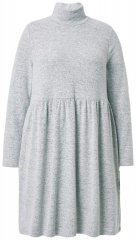 Ulla Popken 844233 Pitkähihainen neulemekko poolokauluksella Harmaa melange