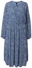 Ulla Popken 844594 Kukkakuvioinen midimekko Tummansininen