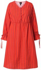 Ulla Popken 845863 Raidallinen midimekko solmittavalla vyöllä Koralli