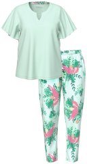 Ulla Popken 846971 Kuviollinen pyjama Vaaleanvihreä