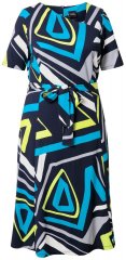 Ulla Popken 847324 Kuviollinen midimekko Tummansininen
