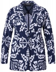 Ulla Popken 847586 Kukkakuvioinen jacquard-bleiseri Tummansininen