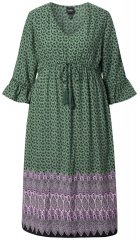 Ulla Popken 847798 A-linjainen midimekko V-aukolla Tummanvihreä