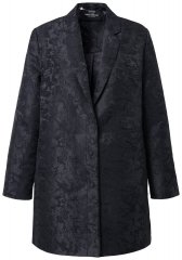 Ulla Popken 848099 Kukallinen jacquard-bleiseri piilonappilistalla Musta