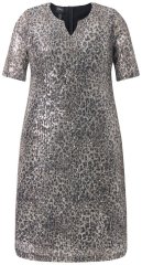 Ulla Popken 848137 Eläinkuvioinen paljettimekko Beige