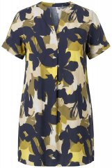 Ulla Popken 848710 Kukkakuvioinen mekko taskuilla Tummansininen