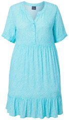 Ulla Popken 848724 Kuviollinen mekko röyhelöillä Turkoosi