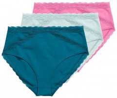 Ulla Popken 848803 Alushousut pitsillä 3 kpl Petrooli