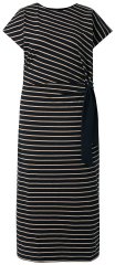 Ulla Popken 848921 Raidallinen jerseymekko solmittavalla vyöllä Musta