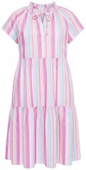 Ulla Popken 849969 Raidallinen midimekko röyhelöillä Roosa