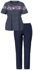 Ulla Popken 850403 Kukkakuvioinen pyjama Tummansininen