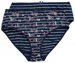 Ulla Popken 850538 Kukkakuvioiset alushousut luomupuuvillaa 2 kpl Tummansininen