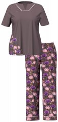 Ulla Popken 850903 Kukkakuvioinen pyjama 2 kpl Ruskea