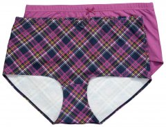 Ulla Popken 851071 Ruudulliset alushousut luomupuuvillaa 2 kpl Violetti