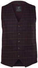 JP1880 851393 Ruudullinen tweed-liivi Viininpunainen