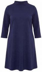 Ulla Popken 851664 A-linjainen jerseymekko taskuilla Tummansininen