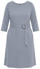 Ulla Popken 851666 Raidallinen midimekko 3/4-hihoilla Harmaa melange