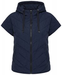 Ulla Popken 851785 Oversize tikattu liivi hupulla Tummansininen