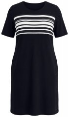 Ulla Popken 852079 Raidallinen T-paitamekko Musta