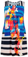 Ulla Popken 852308 Raidallinen jerseymekko Tummansininen