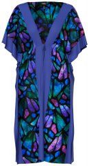 Ulla Popken 852333 Kuviollinen mekko kiristysnauhalla Liila