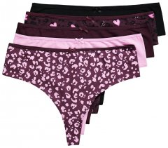 Ulla Popken 852758 Kuviolliset string-alushousut 5 kpl Luumu