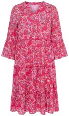 Ulla Popken 852841 Kukkakuvioinen mekko röyhelöillä Magenta