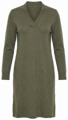 Ulla Popken 853077 Pitkähihainen neulemekko V-aukolla Khaki