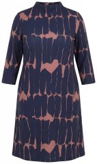 Ulla Popken 853590 Kuviollinen jerseymekko 3/4-hihoilla Tummansininen