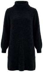 Ulla Popken 854602 Pitkähihainen neulemekko poolokauluksella Musta