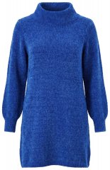 Ulla Popken 854602 Pitkähihainen neulemekko poolokauluksella Sininen