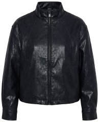 Ulla Popken 854795 Tekonahkainen biker-takki Musta
