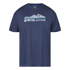 North Latitude Mountain T-Shirt V-Neck Tummansininen