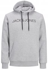 Jack & Jones JJHUGO FLOCK Hoodie Grey